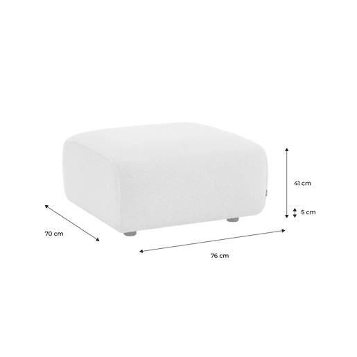 Pouf, apoio para os pés para sofá bouclede 2 lugares, Wallas boucle, Creme, 76x70x41 cm