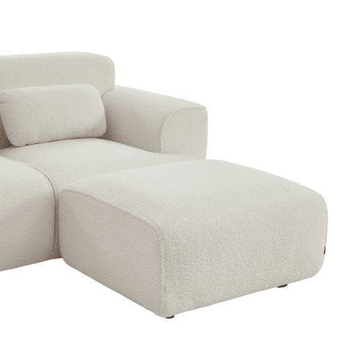 Pouf, apoio para os pés para sofá bouclede 2 lugares, Wallas boucle, Creme, 76x70x41 cm