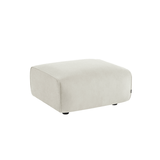 Pufe, apoio para pés para sofá veludo canelado de 2 lugares, Wallas veludo, Creme, 76x70x41 cm