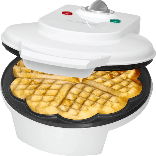 Bomann WA 5018 CB Máquina de Waffles, 5 Waffles em Forma de Coração, Placas Anti-aderentes, 1200, Branco