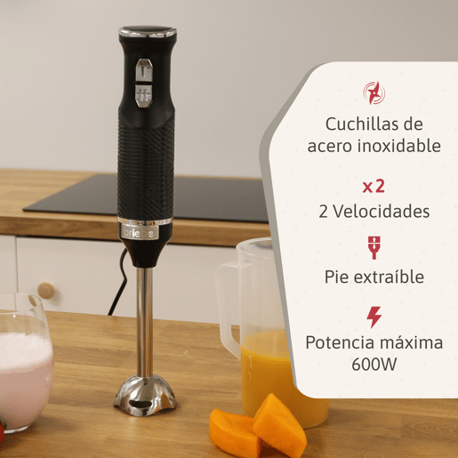 Briebe SKT1187BLK Elegance Set Varinha 2 Velocidades + Batidor Misturador de 5 Velocidades + Turbo, Especial Pastelaria, 600, Preto