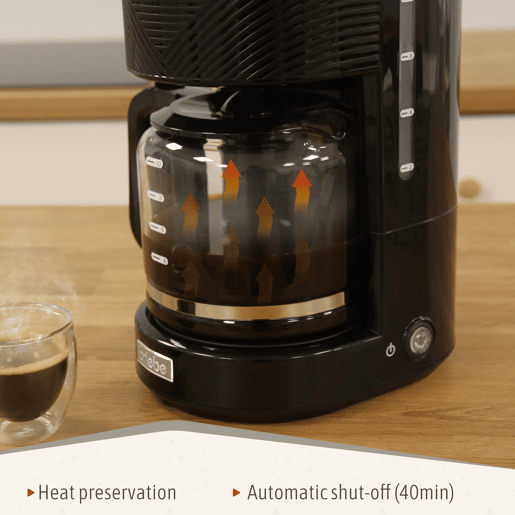 Briebe SKT1188BLK Elegance Set Máquina de Café Filtro 10 Chávenas + Espumador de Leite Elétrico 4 em 1, 1000, Preto