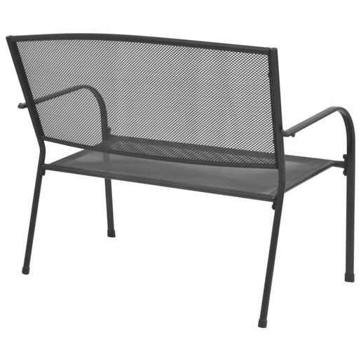 Banco de jardim mobiliário de pátio exterior terraço 108 x 60 x 88 cm aço e malha antracite 02_0011151