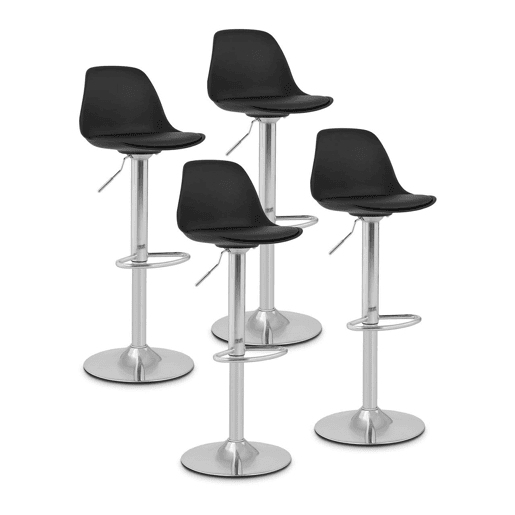 Conjunto de 4 bancos altos com base cromada preta e encosto 14_0003746 Conjunto de 4 bancos altos com base cromada preta e encosto 14_0003746