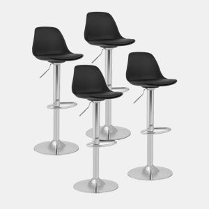 Conjunto de 4 bancos altos com base cromada preta e encosto 14_0003746