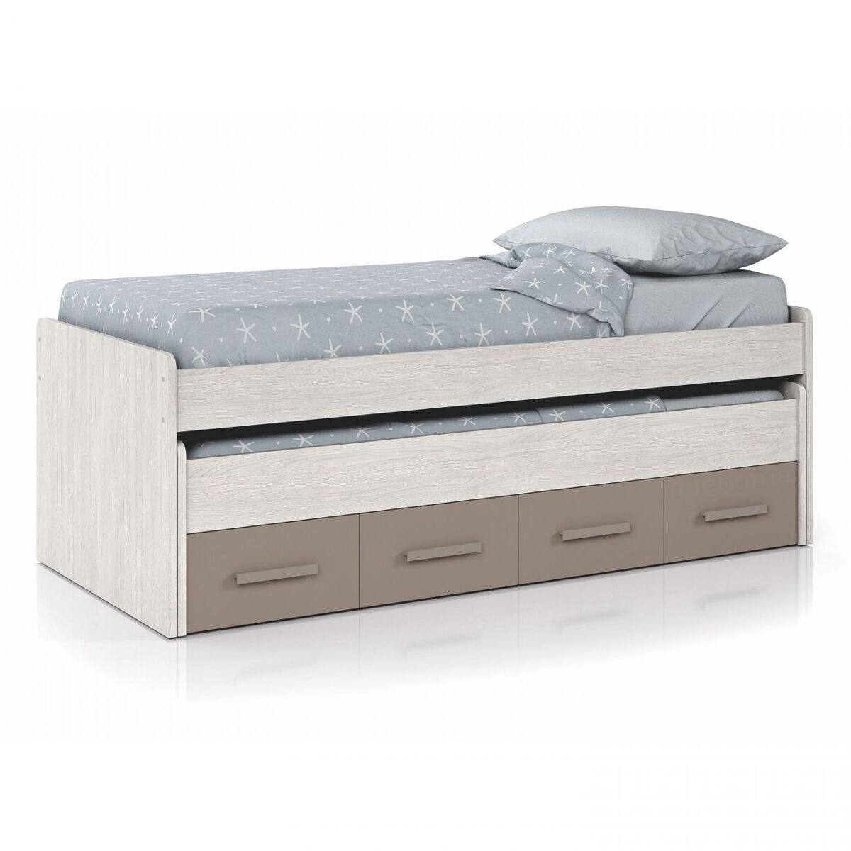 Cama doble juvenil ares blanco alpes - basalto 198 x 69 x 96 cm