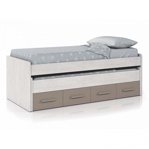 Cama de casal juvenil Ares Alpes Brancos - Basalto 198 x 69 x 96cm cm