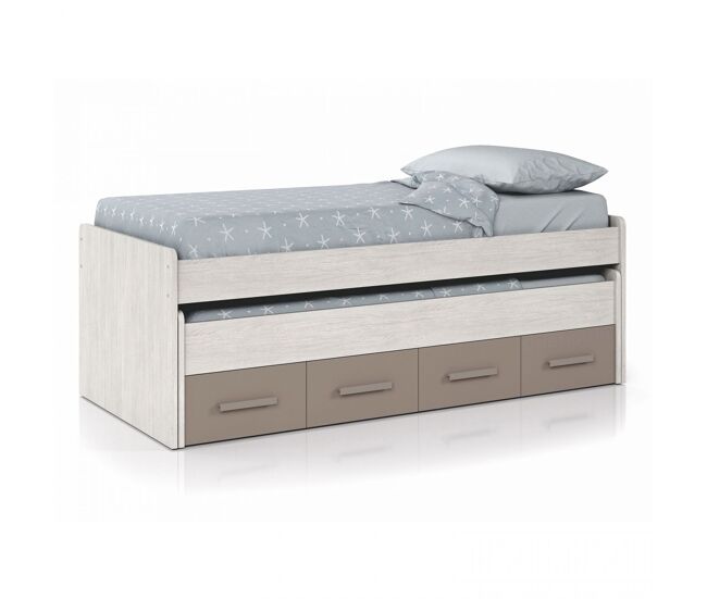 Cama doble juvenil ares blanco alpes - basalto 198 x 69 x 96 cm