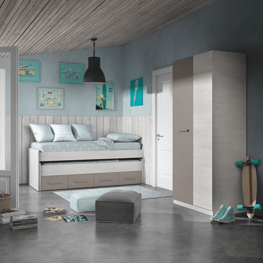 Cama de casal juvenil Ares Alpes Brancos - Basalto 198 x 69 x 96cm cm