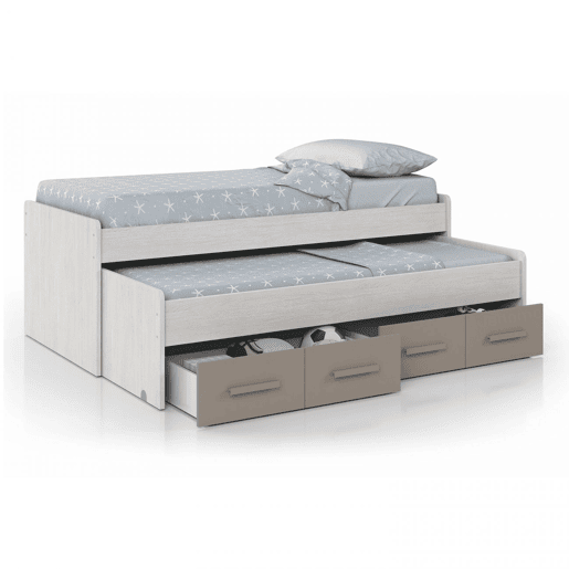 Cama de casal juvenil Ares Alpes Brancos - Basalto 198 x 69 x 96cm cm
