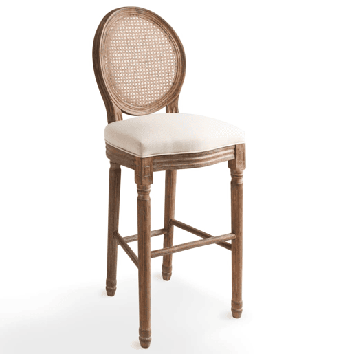 Conjunto de dois bancos de bar de design com assento de cadeira de rattan branco creme 1202150