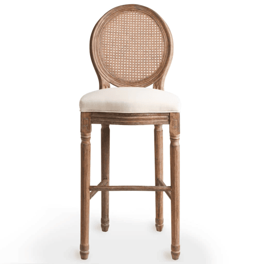 Conjunto de dois bancos de bar de design com assento de cadeira de rattan branco creme 1202150