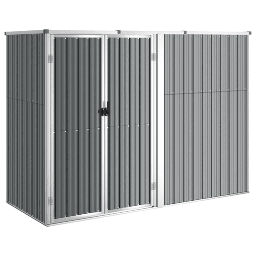 Abrigo de jardim, cabana, casa de armazenamento, galpão externo, ferramentas, robusto, 225 x 89 x 161 cm, aço galvanizado cinza 02_0022416