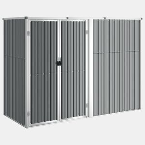 Abrigo de jardim, cabana, casa de armazenamento, galpão externo, ferramentas, robusto, 225 x 89 x 161 cm, aço galvanizado cinza 02_0022416