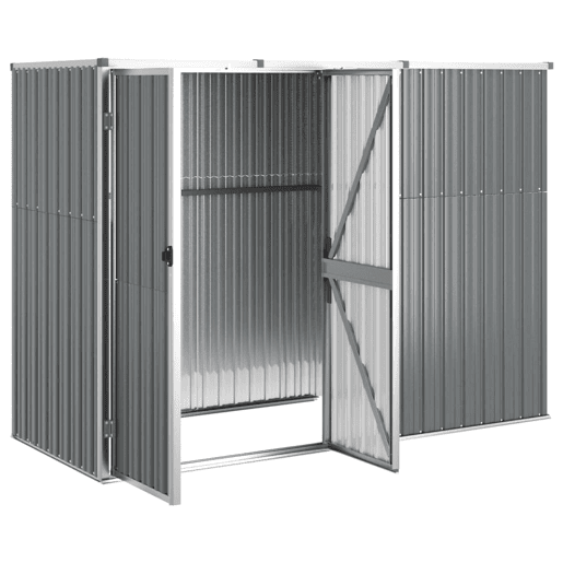 Abrigo de jardim, cabana, casa de armazenamento, galpão externo, ferramentas, robusto, 225 x 89 x 161 cm, aço galvanizado cinza 02_0022416