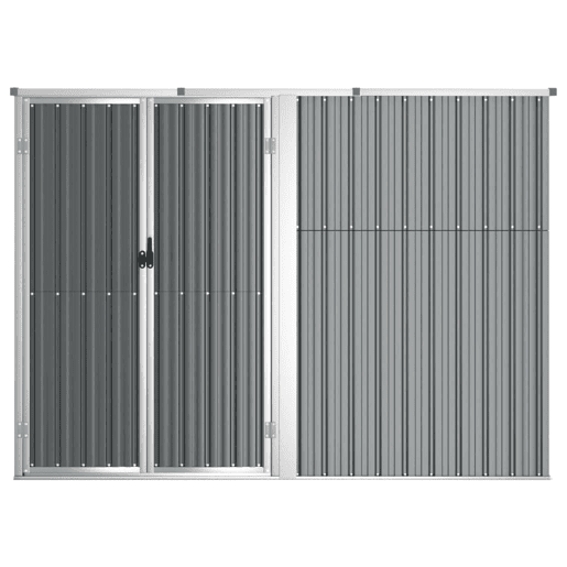 Abrigo de jardim, cabana, casa de armazenamento, galpão externo, ferramentas, robusto, 225 x 89 x 161 cm, aço galvanizado cinza 02_0022416