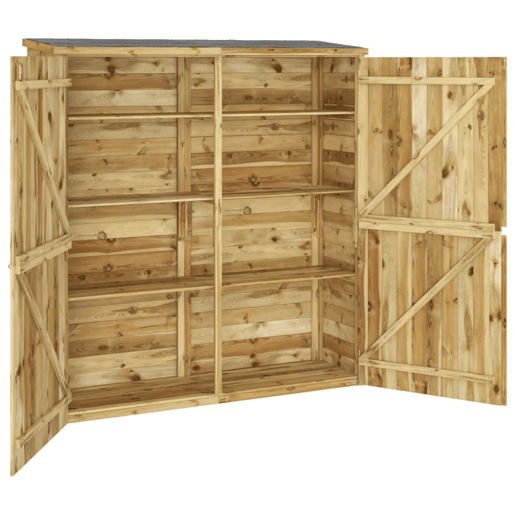 Galpão de jardim, cabana, casa de armazenamento, galpão ao ar livre, ferramentas, robusto, 163 x 50 x 171 cm, madeira maciça de pinho, marrom 02_0022404