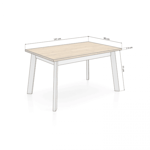 Mesa de jantar Naira 140 Carvalho branco 141 x 74 x 90 cm