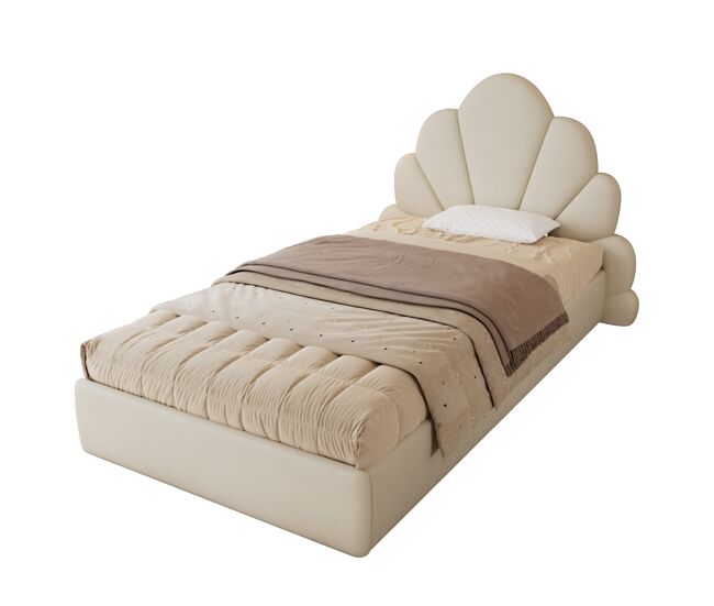 Cama infantil,cama individual de terciopelo 90x200cm,beige