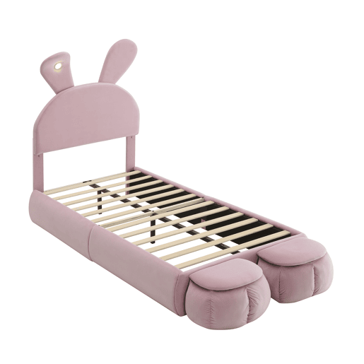 Cama de criança,cama de solteiro de veludo 90x200cm com luz led,rosa