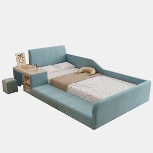 Cama de criança,cama de solteiro de veludo 90x200cm,azul