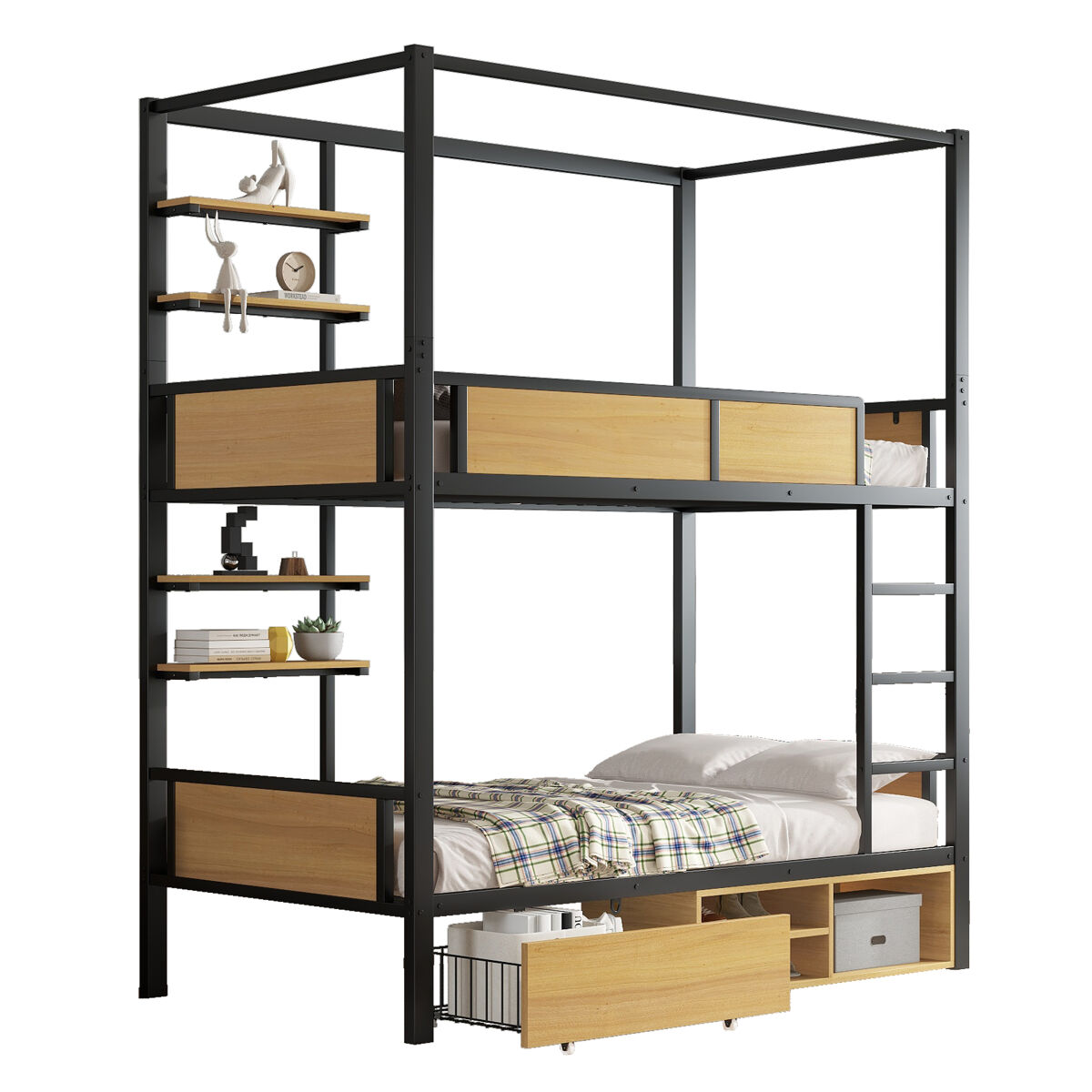 Litera infantil de metal y mdf con 1 cajón