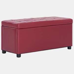 Banco pufe banco armazenamento pufe móveis 87 cm sintético vermelho borgonha 3002087