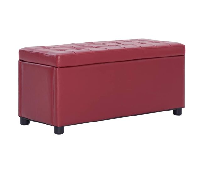 Banco puf taburete mueble puf con almacenaje 87 cm sintético rojo burdeos 3002087