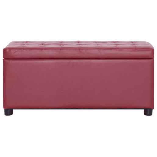 Banco pufe banco armazenamento pufe móveis 87 cm sintético vermelho borgonha 3002087