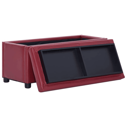 Banco pufe banco armazenamento pufe móveis 87 cm sintético vermelho borgonha 3002087