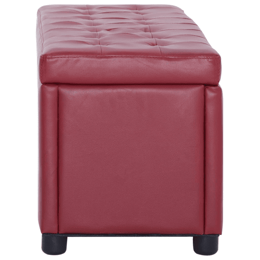 Banco pufe banco armazenamento pufe móveis 87 cm sintético vermelho borgonha 3002087