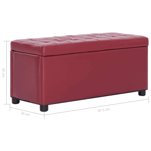 Banco pufe banco armazenamento pufe móveis 87 cm sintético vermelho borgonha 3002087