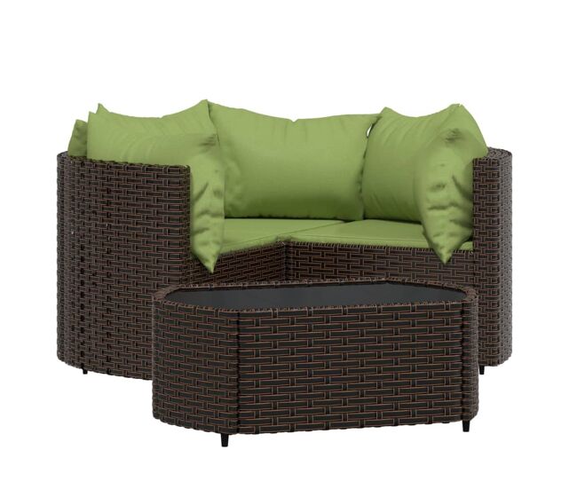 Muebles de jardín muebles de exterior juego de muebles de 4 piezas con cojines marrones resina tejida 02_0016157
