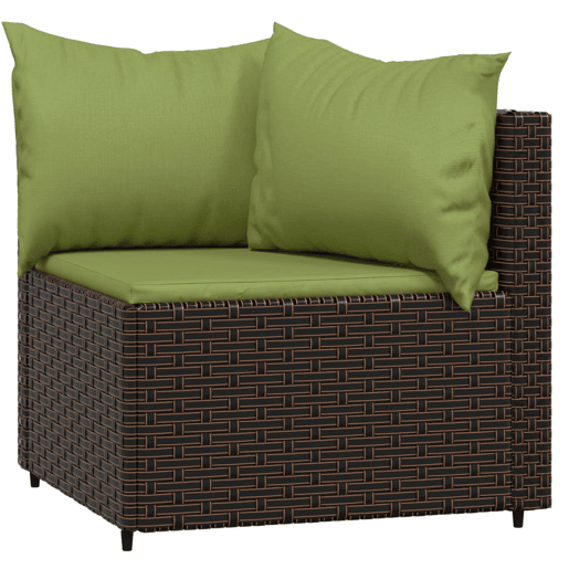 Móveis de jardim móveis de exterior Conjunto de móveis de 4 peças com almofadas marrons em resina tecida 02_0016157 Móveis de jardim móveis de exterior Conjunto de móveis de 4 peças com almofadas marrons em resina tecida 02_0016157