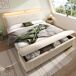 Cama de matrimonio de madera maciza con banco 165x253 Cama de matrimonio de madera maciza con banco 165x253 Beige