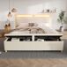 Cama de matrimonio de madera maciza con banco 165x253 Cama de matrimonio de madera maciza con banco 165x253 Beige