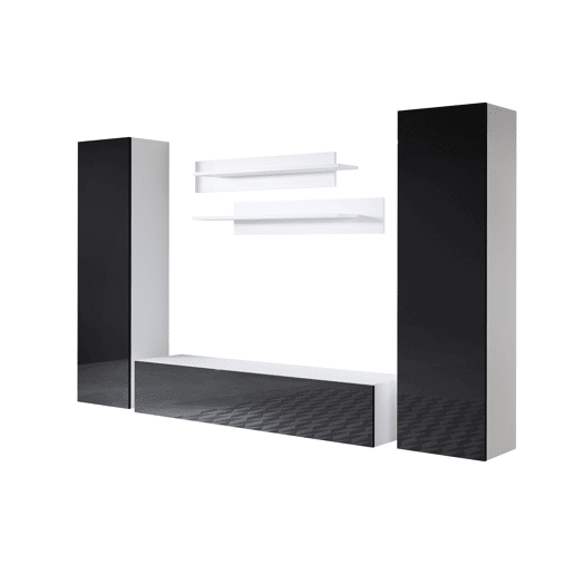Móvel de sala Sala de estar e jantar BrancoPreto 260x40x165 3 portas Luke 7 Muebles Bonitos