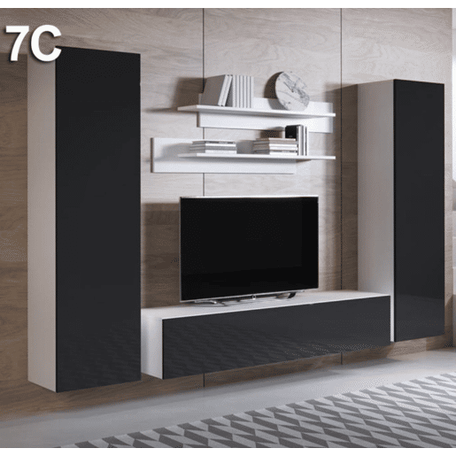 Móvel de sala Sala de estar e jantar BrancoPreto 260x40x165 3 portas Luke 7 Muebles Bonitos