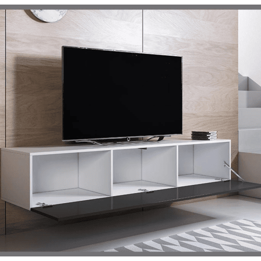 Móvel de sala Sala de estar e jantar BrancoPreto 260x40x165 3 portas Luke 7 Muebles Bonitos