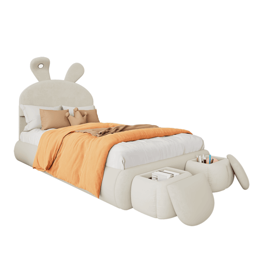 Cama de criança,cama de solteiro de veludo 90x200cm com luz led,branco