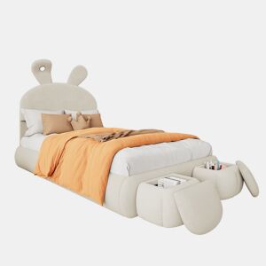 Cama de criança,cama de solteiro de veludo 90x200cm com luz led,branco