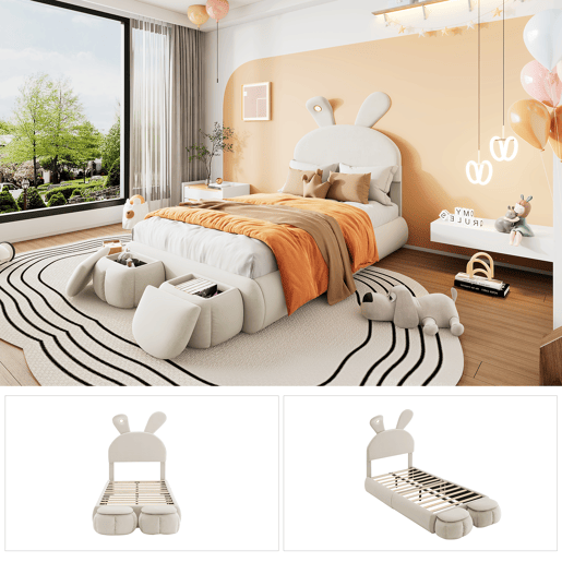 Cama de criança,cama de solteiro de veludo 90x200cm com luz led,branco