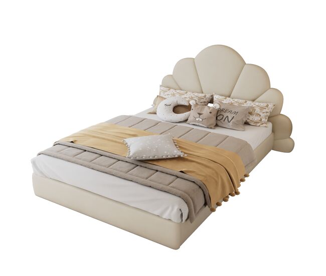 Cama infantil,cama de matrimonio de terciopelo 140x200cm,beige