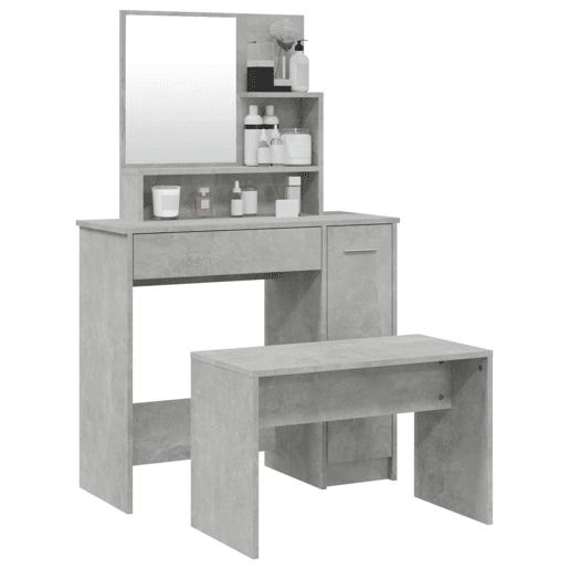 Conjunto Penteadeira - Toucador 86,5x35x136 cm cinzento cimento