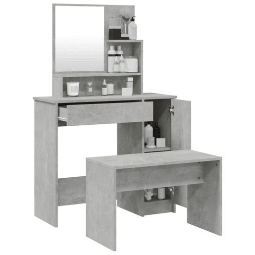 Conjunto Penteadeira - Toucador 86,5x35x136 cm cinzento cimento