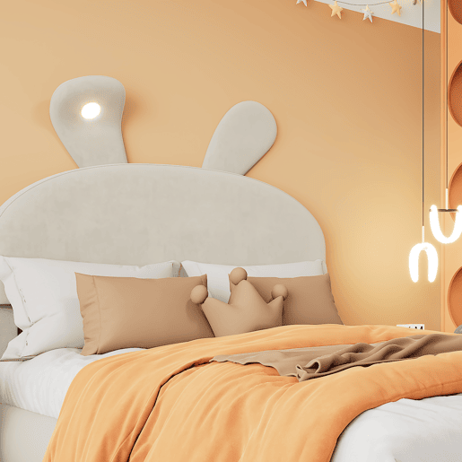 Cama de criança,cama de casal de veludo 140x200cm com armazenamento e luz led,branco