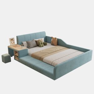 Cama de criança,cama de casal de veludo 140x200cm,azul