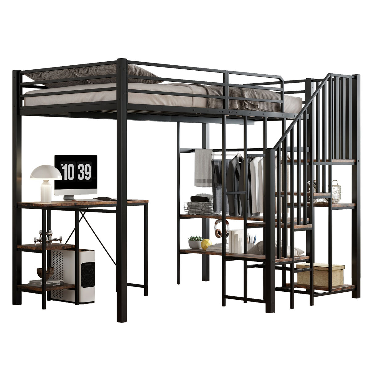 Cama alta infantil de metal y mdf