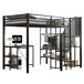 Cama alta infantil de metal y mdf Cama alta infantil de metal y mdf Negro