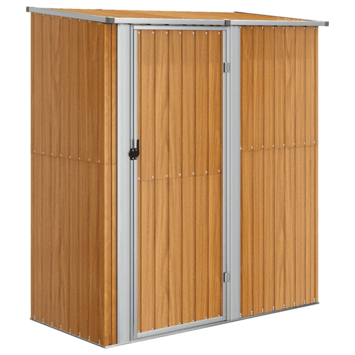 Abrigo de jardim, cabana, casa de armazenamento, galpão ao ar livre, ferramentas robustas 180,5 x 97 x 209,5 cm, aço galvanizado, aparência de madeira marrom 02_0022160